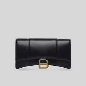 BALENCIAGA WOMEN’S HOURGLASS WALLET ON CHAIN BOX IN BLACK